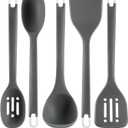Silicone Kitchen Cooking Utensils Set: MOACC Heat Resistant 13inch Long Kitchen Gadgets, BPA Free Non Stick Rubber Cook Accessories For Food Prep, Frying, Serving, Basting (Dark Grey)