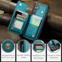 Vinich for Samsung Galaxy S24 FE Wallet Case with Card Holder, RFID Blocking Credit Slots Kickstand Shockproof Phone Cover Fit for Galaxy S24 FE 6.7" Bluish Green