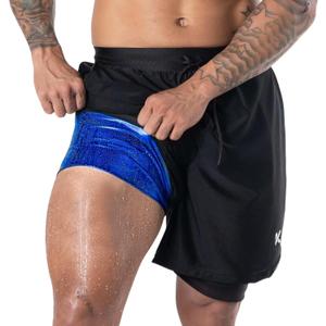 Kewlioo Men's Sauna Shorts - Heat Trapping 2-in-1 Double Layer - Sauna Suit Bottom - Compression Training Gym Athletic Shorts (Black, L)