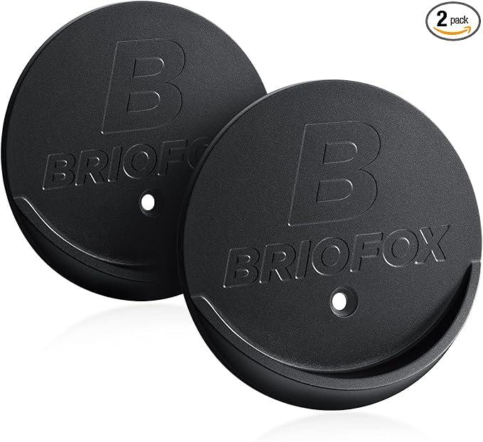 BRIOFOX Shower Curtain Rod Holder 3M Adhesive | Heat Resistant | Waterproof | Max Load 60 lbs Shower Rod Retainer for Wall, 2 Pack, Black (Rod Not Included)