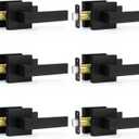 Plustool 6 Pack Matte Black Door Handles Interior, Keyless Interior Door Knobs, Privacy Door Locks for Bedroom Bathroom, Heavy Duty Square Door Lever Locksets, Reversible for Left&Right Handled Doors