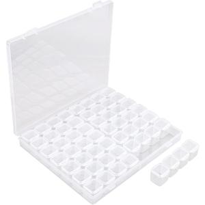 Segbeauty 56 Grids Clear Plastic Organizer Box, Gem Jewelry Storage Container with Dividers, Bead Organizer Earrings Storage Box Seeds Craft Organizers Screw Tool Boxes for Small Parts (56 Count (Pack of 1))
