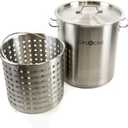 Gas One Fryer Pot 32 quart - All Purpose - Stainless Steel Tri-Ply Bottom with All Purpose Pot Deep Fryer Steam & Boiling Basket