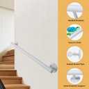 2.9 FT White Hand Rails for Indoor Stairs- 35 Inch Wall Mounted Pipe Staircase Handrails - Metal Railing Grab Bars for Wall, Outdoor Deck Porch Steps Rail