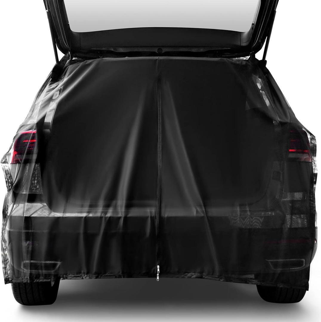 Yahenda SUV Tailgate Mesh Screen for Camping, Car Tailgate Tent Shade, Breathable Bug Screen with Magnetic Design, UV Protection Privacy Cover, Car Camping Accessories(Medium,Half Wrap,Black)