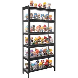 VEVOR Display Cabinet with Acrylic Doors, 68 in Tall 5-Tier Curio Cabinet, Natural Wooden Fame, Collectibles Toy Organizers Rack & Display Case, Bookshelf for Home, Office, Playroom, Living Room