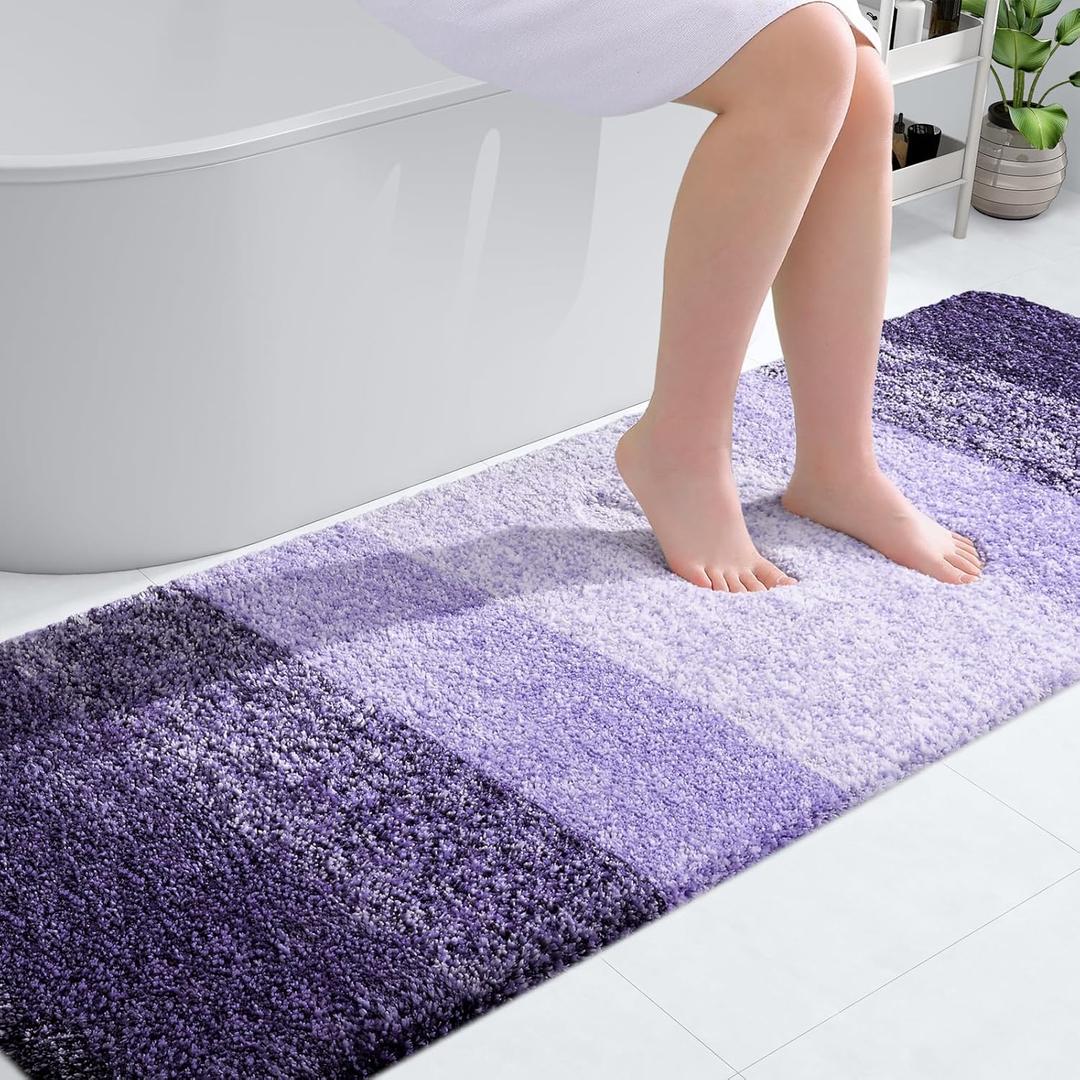 OLANLY Bathroom Runner Rugs 70"x24", Extra Soft Absorbent Microfiber Bath Rugs, Rubber Backing, Quick Dry, Machine Washable Bath Mats for Bathroom Floor, Tub and Shower, Home Decor Accessories, Violet
