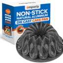 Baking Pan - Two-Layered Nonstick Gray Marble Coating, Aluminum Fluted Cake Pan, Oven Safe (Up To 450 F), PFOA, PFOS, and PTFE Free, Recipe Booklet Included, Swirl Shape Pan, Gray