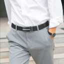 Ratchet Belt for Men - Mens Belt Leather 1 3/8" for Casual Jeans - Micro Adjustable Belt Fit Everywhere (Middle Stripe - Black)