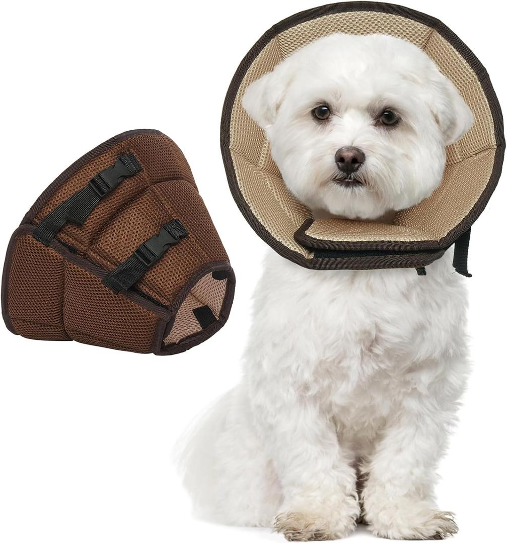 Dog Cone Collar Soft Cone for Medium Dogs After Surgery Adjustable Elizabethan Collar for Dogs to Stop Licking Wounds, Biting Stitches Professional Pet Recovery Cones E-Collar for Dog (M(Neck Girth:11.02"-14.17"), Brown)