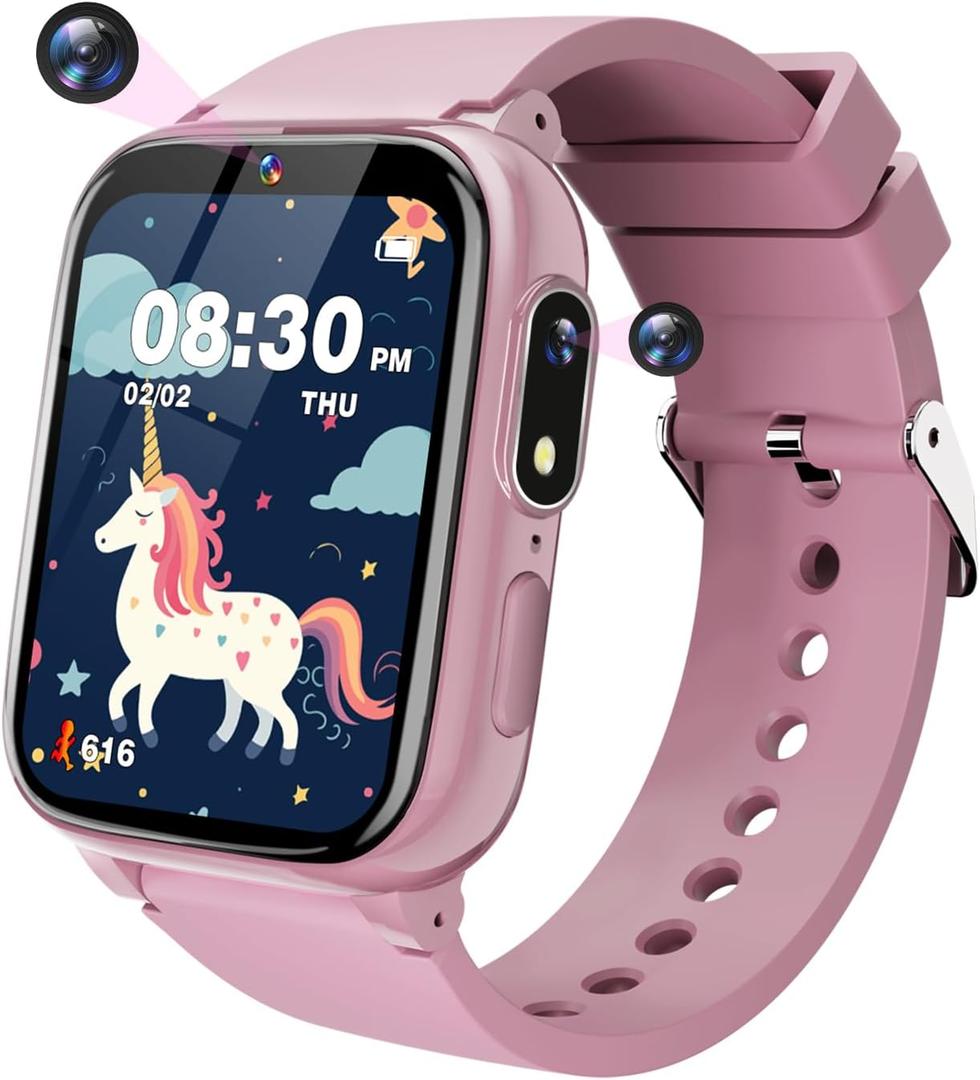 Kids Smart Watches Girls Toys Age 6-8, HD Touchscreen Dual Cameras Kids Watch for Girls Ages 8-10, Kids Toy with 35 Games MP3 Learn Card for 5 6 7 8 9 Year Old Girl Christmas Birthday Gifts