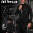 LAZAWG Sauna Suit for Men Long Sleeve Sauna Jacket Workout Sweat Shirt Zipper Top for Gym Running Fitness Exercise (Black, XXXL)