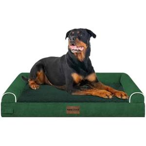 NANUYA Large Dog Bed Orthopedic Washable: Beds Bolster XXL Bed Big XLarge Dogs Egg Crate Foam Sofa Couch Waterproof Removable Cover - Emerald