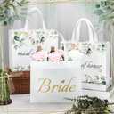 Set of 12 Greenery Eucalyptus Bridesmaid Tote Bags Large Reusable Bridal Shower Gift Bags with Handle for Wedding Bridal Shower Proposal Bachelorette Supplies 11.8 x 3.9 x 9.8 Inch