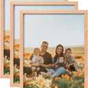 ATOBART 8x10 Set of 3 OAK Wood Picture Frame Solid Wooden Photo Frame Natural Wood Color Frames with Real Glass for Wall Mounting or Tabletop Living Room Bedroom Home Decor