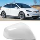 Jaronx Compatible with Tesla Model X Mirror Cover Replacement 2016-2025, Right Passenger Side Clip-on Rear View Mirror Cover Cap for Tesla Model X Accessories 1054431-11-D (White)