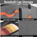 Baseball Cap Organizer - 4pcs, Hat Storage Box and Closet Organizer with Hooks and Adjustable Straps