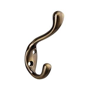 HASWARE 6 PCS Double Prong Robe Hook, Dual Coat Hooks Antique Wall Mounted Hooks Robe Vintage Hooks Hangers Heavy Duty with 12 Pieces Screws for Coats Hat Clothes Hanger Towel Keys