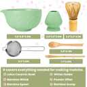 Matcha Whisk Set, Lotus Cyan Ceramic Matcha Set Includes Matcha Bowl, Matcha Whisk (Chasen) and Holder, Sifter, Bamboo Scoop & Spoon - 6 Pcs Matcha Kit for Matcha Lovers