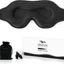 Sleep Eye Mask for Men Women, Sleeping Mask for Side Sleeper, Travel Blackout Night Blindfold Eye Shade Cover with Adjustable Strap (Black)