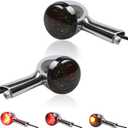 Chrome Bullet Rear LED Turn Signals, Motorcycle Brake Taillights 12V Tail Lights Compatible with Halrey Sportster 1200 883 Softail Fatboy 1990-2024