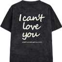RoseSeek Boy's Letter Print Graphic Tees Short Sleeve Vintage T Shirt Round Neck Summer Tops Streetwear (Black)