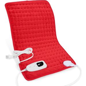 Deepsoon Heating Pad,Electric Heating Pads for Back,Neck,Abdomen,Moist Heating Pad for Shoulder,Knee,Arms,Legs,Dry/Moist Heat & Auto Shut Off,Christmas Gifts for Men and Women,Red,24x12 Inch