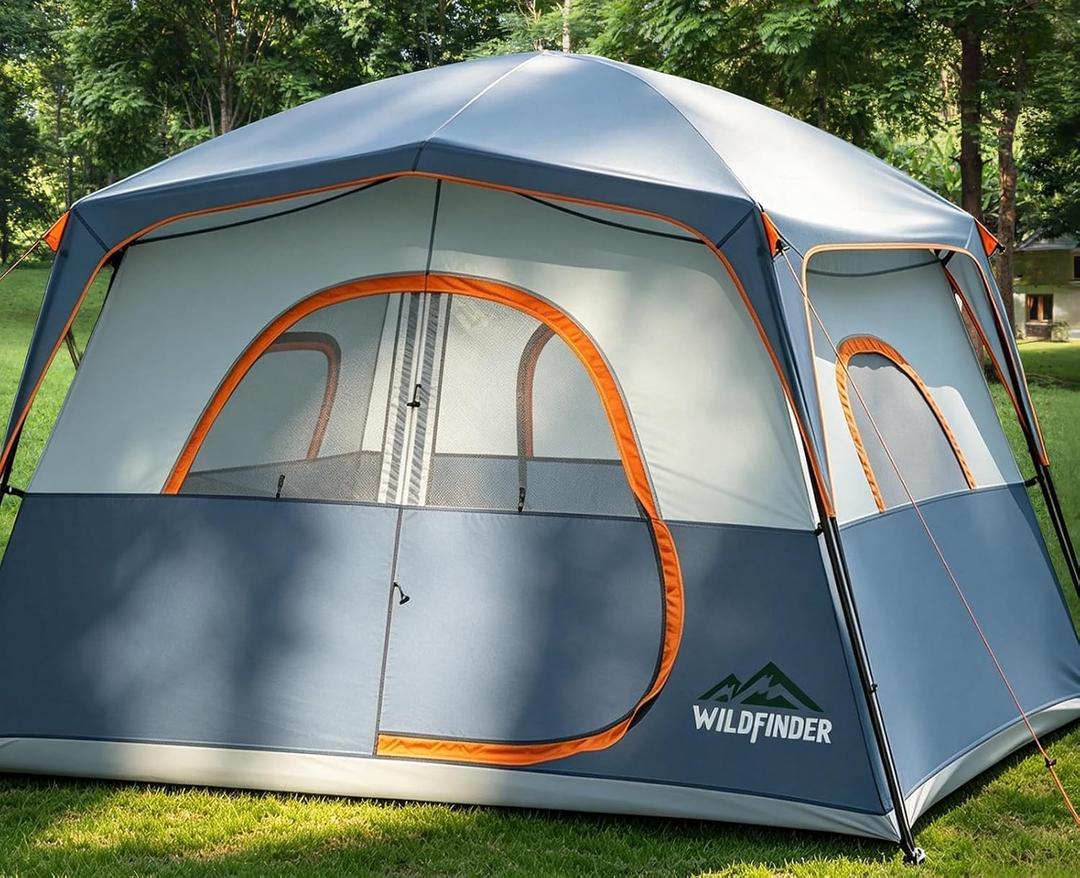 WildFinder Camping Tent 6 Person, Family Tent with Rainfly
Double Layer,Waterproof & Windproof, Portable Easy Setup Tents for Camping, Suitable for Camping & Hiking