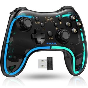 ELISWEEN Wireless Switch Controller with USB Receiver for Nintendo Switch/OLED/Lite, Replacement for Nintendo Switch Pro Controller, PC/Android/iOS, with Turbo, Vibration, Wake-up, Screenshot