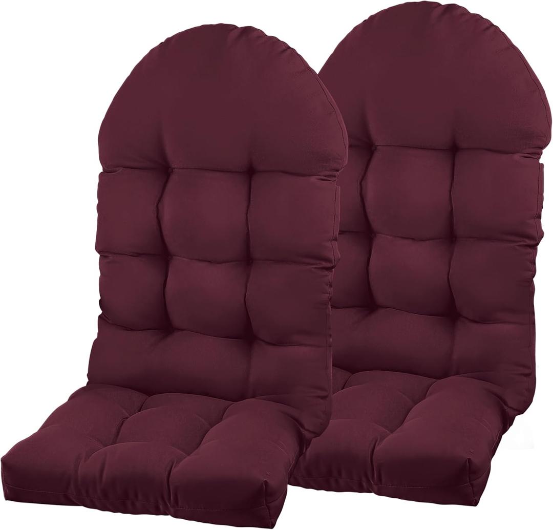 Adirondack Chair Cushion, Rocking Chair Cushion 44x19.4x4 inch, High Back Patio Cushions of Upper and Lower with Ties, Sunscreen and Fade-Resistant (Beaujolais, 2)