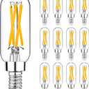 Mlambert 12 Pack E12 LED Edison Bulbs,4W Equal 40W e12 Candelabra Bulbs 2700K,Dimmable T6 T25 LED Bulbs,E12 Bulbs for Chandelier,not E26 Base (Warm White)