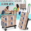 2-in-1 Convertible Hand Truck Dolly, 330LBS Capacity, 4-Wheel & 2-Wheel Modes, One-Button Switch, Foldable Lightweight Cart with Solid Rubber Wheels, Easy Assembly, Black & Dill Green