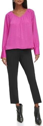 Calvin Klein Women's Plus Long Sleeve V Neck Blouse Top 1X