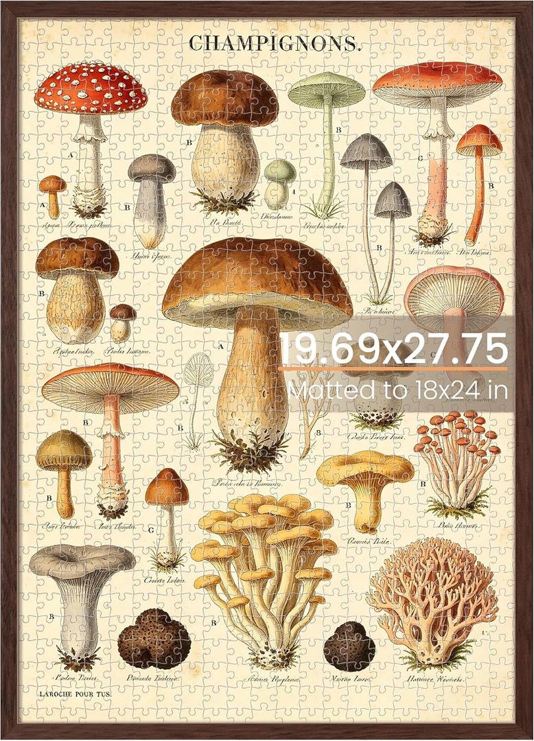 upsimples 50x70cm Puzzle Frame, Wall Decor Poster Frames, Brown 1 Pack | 18x24in with Mat or 19.7 x 27.6 Frame without for 1000 Pieces Puzzles, Gallery Wall, Family, Baby, Dog, Dorm, Christmas