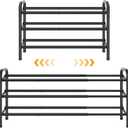 3 Tier Shoe Organizer, Shoe Rack for Closet, 28 Metal Shelf Can Expandable to 42, for Bedroom, Entryway, Closet, Garage, Adjustable to 18 Pairs Shoes, Black