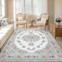 8x10 Area Rugs Living Room: Washable Boho Large Neutral Floral Rug Soft Farmhouse Indoor Floor Vintage Non Slip Carpet for Bedroom Boys Nursery Kids Playroom Dorm Dining Room Office Home- Blue (8' x 10', Color Blue)