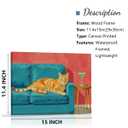 Cute Quirky Whimsical Cocktail Cat Decor Cat Gifts Wall Decor Canvas Wall Art Framed Art Prints Artwork Posters for Home Bathroom Kitchen Dining Room Bar Cart Paintings Pictures 14.5X11.5 Inch