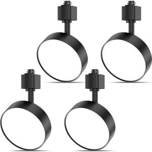 Diffuse LED Track Lighting Heads H Type Track Light Heads Dimmable Kitchen Track Lighting Fixtures Ceiling, Compatible with H Track Rails - Flicker Free CRI90+ 3000K 12W 1000lm, 4 Pack Black