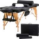 BestMassage Massage Bed Portable Massage Table 24 inch Wide Lash Bed Height Adjustable 2 Folding Spa Table with Towel Hanger Oil Pouch Half Bolster Round Bolster Non-Woven Bag (Black)