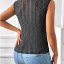 SOLY HUX Women's Sparkly Mock Neck Tank Top Sleeveless Lettuce Trim Elegant Party Tops (L)