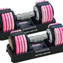 Adjustable Dumbbells Set 12.5LB/22.5LB Pair, 1-Sec Fast Adjustable 5 Weights by Turning Handle, Premium Comfort Non-slip Metal Dumbbells with Tray, Compact Size for Full Body Home Workout
