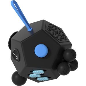 Fidget Dodecagon 12-Side Fidget Toys Cube Relieves Stress and Anxiety Anti Depression Travel Toy Easter Basket Stuffers Gifts for Children and AdultsA5 Black
