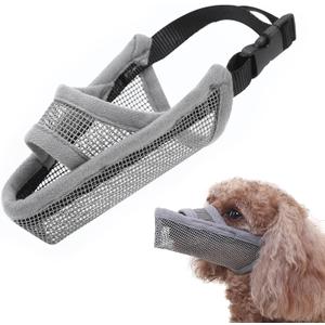 Crazy Felix Nylon Dog Muzzle for Small Medium Large Dogs Dachshund Beagle Poodle Labrador, Air Mesh Breathable and Drinkable Pet Mouth Guard for Anti-Biting Chewing Scavenging(XXS, Grey)