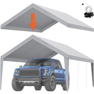 VEVOR Carport Replacement Canopy Cover 13 x 20 ft, Garage Top Tent Shelter Tarp Heavy-Duty Waterproof & UV Protected, Easy Installation with Ball Bungees,Grey (Only Top Cover, Frame Not Include)