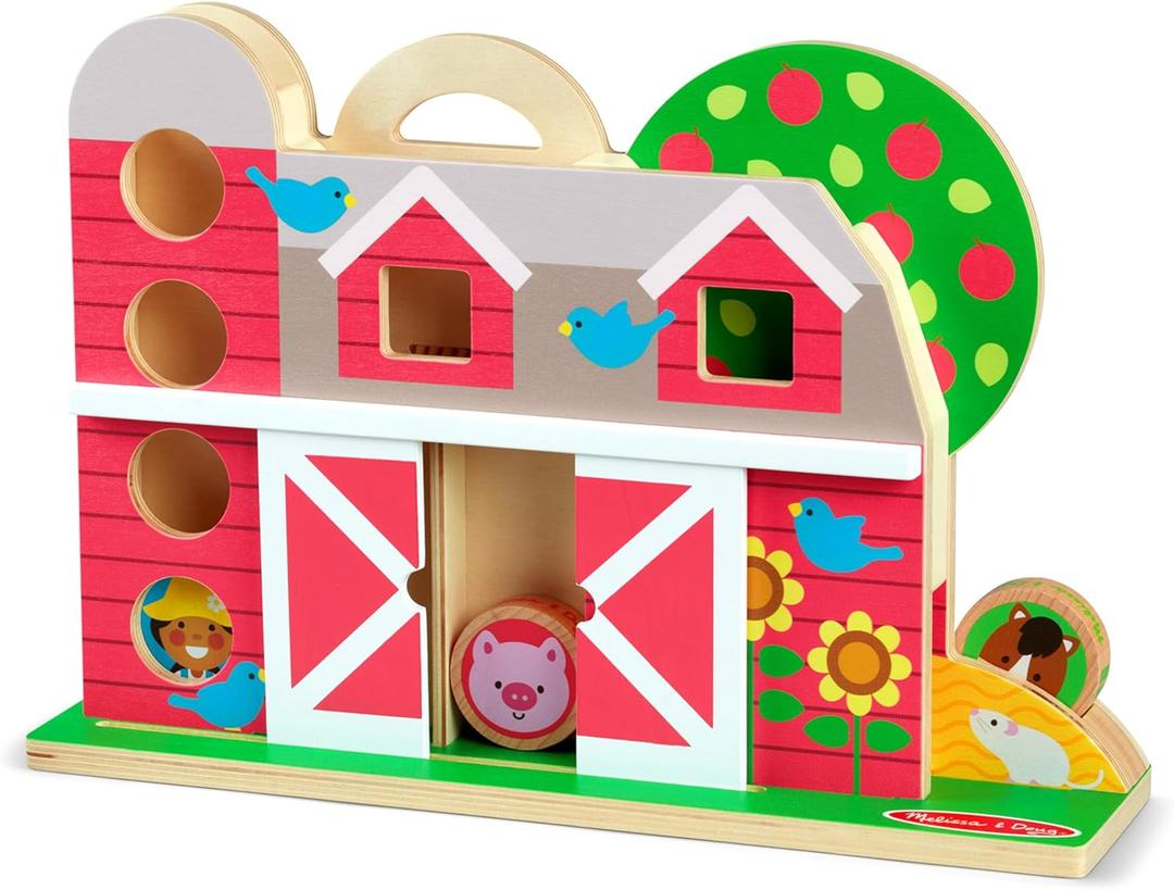 Melissa & Doug GO Tots Wooden Barnyard Tumble with 4 Disks - FSC Certified