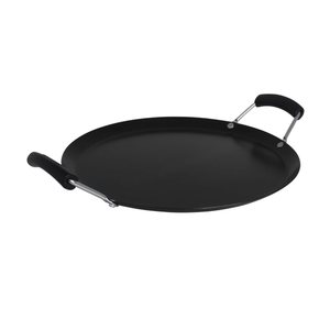 IMUSA 11in Carbon Steel Nonstick Round Comal with Cool Touch Handles, Black