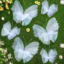 Geelin 6 Pcs Giant Artificial Butterfly Party Decorations 20 Inch 12 Inch 3D Silk Butterfly Hanging Wall Decorations for Baby Shower Decor Girls Women Birthday Party Wedding Homes Supplies (White)