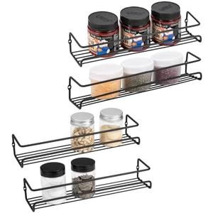 ROFAY Spice Rack Organiser, 4 Pack Wall Mounted Tier Shelf with Adhesive Sticker & Screws for Spices, Herbs, Jars and Other in Cupboard/Kitchen/Cabinets/Pantry
