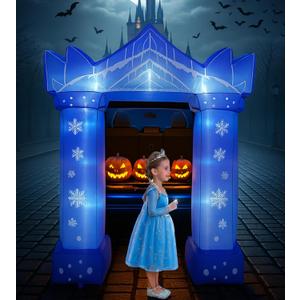 7.4FT Halloween Inflatable Ice and Snow Trunk or Treat Car Decorations Kit for SUV BannerGarage Door Car Decorations Haunted House Car (Ice and Snow A)