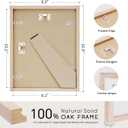 puthiac 8x10 Solid Oak Wood Picture Frame, Fits 6x8 with Mat or 8x10 Without Mat, Wall or Tabletop Display with Stand, Vertical or Horizontal, Plexi Front, 1 Pack, Natural Oak